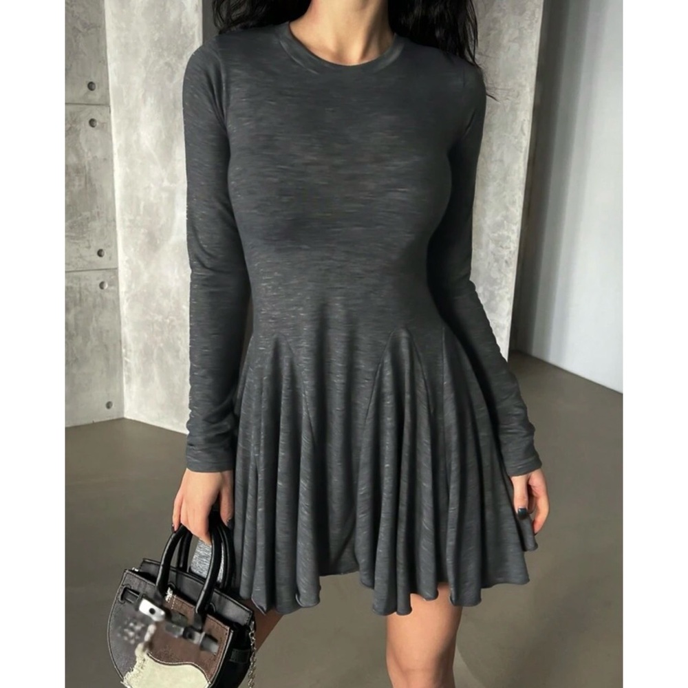 Grey Long Sleeve Dress
